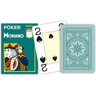 Modiano 483 speelkaartspel in de vorm van een poker, 4 scheidingsbladen, groen Modiano 483 speelkaartspel in de vorm van een poker, 4 scheidingsbladen, groen