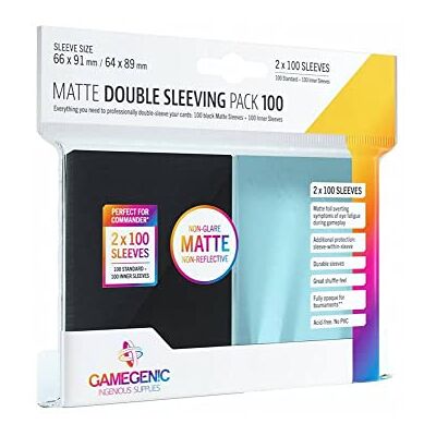Asmodee Zak met 2 x 100 kaartbeschermers standaardformaat 66 x 91 mm mat verpakking zwart GAMEGENIC Asmodee Zak met 2 x 100 kaartbeschermers standaardformaat 66 x 91 mm mat verpakking zwart GAMEGENIC