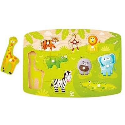 Hape Puzzel met knopen, jungle, E1405, beige Hape Puzzel met knopen, jungle, E1405, beige