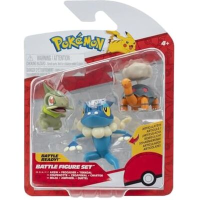 Pokémon PKW4089 Battle Figuurset Qurtel, Milza, Amphicel, officiële figuurset Pokémon PKW4089 Battle Figuurset Qurtel, Milza, Amphicel, officiële figuurset