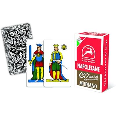 Modiano Napolitaanse kaarten voor 150 jaar, kleur rood, 300080 Modiano Napolitaanse kaarten voor 150 jaar, kleur rood, 300080