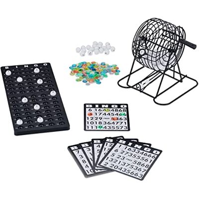 Relaxdays Bingo, telraam, 75 ballen, 18 roosters, 150 chips, speelbord, voor groot en klein, meerkleurig Relaxdays Bingo, telraam, 75 ballen, 18 roosters, 150 chips, speelbord, voor groot en klein, meerkleurig