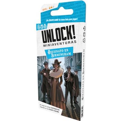 Space Cowboys Unlock! Mini-avonturen moord in Birmingham Escape Room kaartspel vanaf 10 jaar van 1 tot 6 spelers 30-45 minuten per partij Spaans Space Cowboys Unlock! Mini-avonturen moord in Birmingham Escape Room kaartspel vanaf 10 jaar van 1 tot 6 spelers 30-45 minuten per partij Spaans