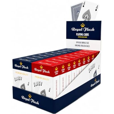 Cartamundi Royal Flush Linen Finish Premium speelkaarten – 12 decks (6 Red & 6 Blue) by Cartamundi Royal Flush Linen Finish Premium speelkaarten – 12 decks (6 Red & 6 Blue) by