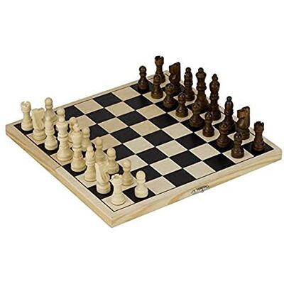 Goki Schaak in houten vouwcassette: 26 x 25,5 x 1,5 cm, hout, 32 speelstenen, per stuk Goki Schaak in houten vouwcassette: 26 x 25,5 x 1,5 cm, hout, 32 speelstenen, per stuk