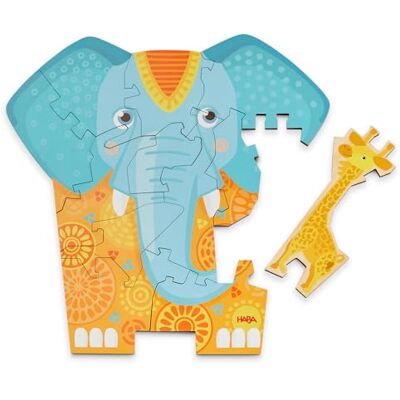 HABA 2-in-1 olifantenpuzzel: dubbelzijdige houten puzzel met Afrikaanse diermotieven, bevordert creativiteit en motoriek, Montessori-speelgoed voor kinderen vanaf 3 jaar, 2011068001 HABA 2-in-1 olifantenpuzzel: dubbelzijdige houten puzzel met Afrikaanse diermotieven, bevordert creativiteit en motoriek, Montessori-speelgoed voor kinderen vanaf 3 jaar, 2011068001