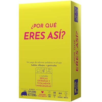 Asmodee Exploding Kittens Waarom ben je zo? Woordenspel waarin je spreekt, tekent of gebaren Vanaf 14 jaar Vanaf 2 spelers 15 minuten per spel Asmodee Exploding Kittens Waarom ben je zo? Woordenspel waarin je spreekt, tekent of gebaren Vanaf 14 jaar Vanaf 2 spelers 15 minuten per spel