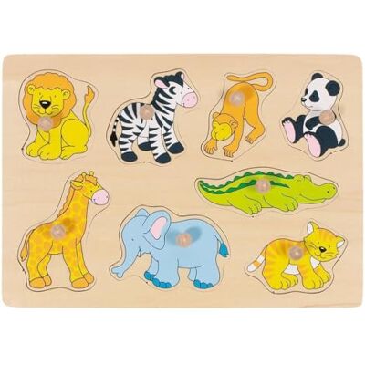 Goki 57874 Houten inbouwpuzzel De dieren van de dierentuin Goki 57874 Houten inbouwpuzzel De dieren van de dierentuin