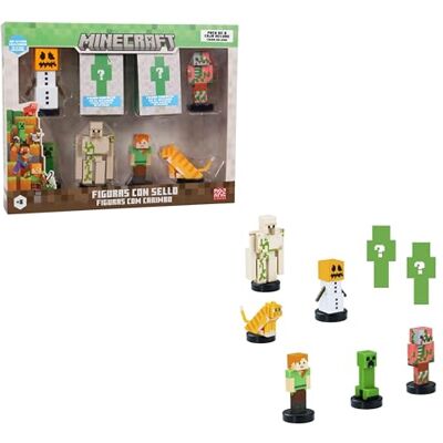 Bizak Minecraft 64110005-2 set van 8 figuren van 5 cm, luxe doos 2, 2 modellen figuren om te verzamelen, officiële licentie van het bouwvideospel en stenen, volwassenen fans en jongens of Bizak Minecraft 64110005-2 set van 8 figuren van 5 cm, luxe doos 2, 2 modellen figuren om te verzamelen, officiële licentie van het bouwvideospel en stenen, volwassenen fans en jongens of