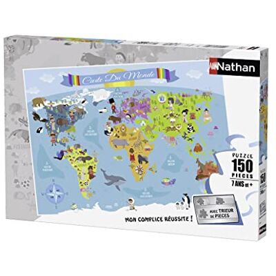 Nathan Kinderpuzzel 150 stukjes Wereldkaart Meisjes of jongens jongens of meisjes vanaf 7 jaar Hoogwaardige puzzel dik en duurzaam karton cartografie 86806 Nathan Kinderpuzzel 150 stukjes Wereldkaart Meisjes of jongens jongens of meisjes vanaf 7 jaar Hoogwaardige puzzel dik en duurzaam karton cartografie 86806