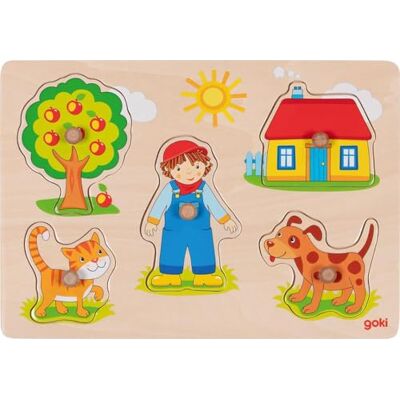 Goki 57306 Puzzel voor katten en honden dierenpuzzel met houten handgrepen voor peuters Goki 57306 Puzzel voor katten en honden dierenpuzzel met houten handgrepen voor peuters