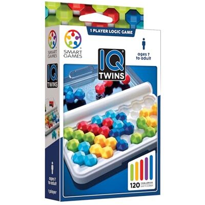 SmartGames IQ Twins – logicaspel voor kinderen 7+ – puzzel IQ Solo – educatief spel 7 jaar – 120 progressieve uitdagingen – compact denkspel – reisspel voor kinderen – dienblad en onderdelen inbegrepen SmartGames IQ Twins – logicaspel voor kinderen 7+ – puzzel IQ Solo – educatief spel 7 jaar – 120 progressieve uitdagingen – compact denkspel – reisspel voor kinderen – dienblad en onderdelen inbegrepen