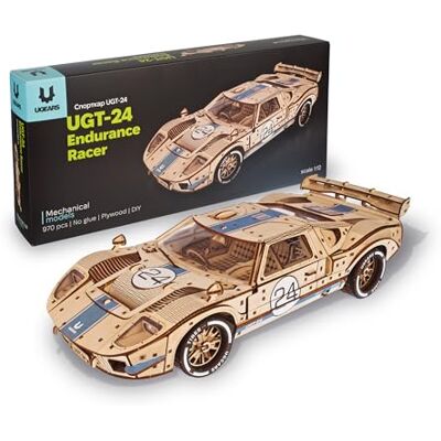 UGEARS UGT-24 3D Puzzel Endurance Auto 1:12 Schaal Mechanisch Houten Modelbouwpakket voor Volwassenen Sportwagen Model Bouwsets Houten 3D Puzzels 970 Stuks UGEARS UGT-24 3D Puzzel Endurance Auto 1:12 Schaal Mechanisch Houten Modelbouwpakket voor Volwassenen Sportwagen Model Bouwsets Houten 3D Puzzels 970 Stuks
