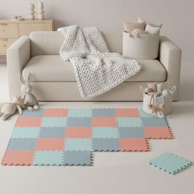 LittleTom 27-delige vloermat voor baby's vanaf de eerste maand – 30 x 30 cm – tegels van EVA-schuim – zacht speeloppervlak om te ontwaken – vierkante antislip puzzel – bekleding voor de kinderkamer LittleTom 27-delige vloermat voor baby's vanaf de eerste maand – 30 x 30 cm – tegels van EVA-schuim – zacht speeloppervlak om te ontwaken – vierkante antislip puzzel – bekleding voor de kinderkamer