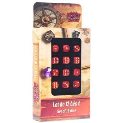 Rio Set van 12 dobbelstenen D6-12 mm Rood Rio Set van 12 dobbelstenen D6-12 mm Rood