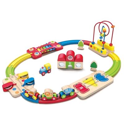 Hape Regenboog Spoorweg, treinbaan voor kinderen, educatief speelgoed voor de kleintjes, ontwikkeling van de motoriek en speeluren gegarandeerd, vanaf 18 maanden Hape Regenboog Spoorweg, treinbaan voor kinderen, educatief speelgoed voor de kleintjes, ontwikkeling van de motoriek en speeluren gegarandeerd, vanaf 18 maanden