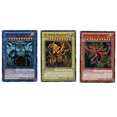 Yu-Gi-Oh! YuGiOh Legendary Collection Ultra Rare God Card Set met 3 Egyptische God Cards Slifer, Obelisk Ra (LIMITED EDITION) Ultra Zeldzame versie van Yu-Gi-Oh! YuGiOh Legendary Collection Ultra Rare God Card Set met 3 Egyptische God Cards Slifer, Obelisk Ra (LIMITED EDITION) Ultra Zeldzame versie van