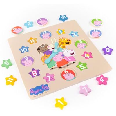 COLORBABY Peppa Pig 77503 Educatief houten horloge met in elkaar grijpende delen en beweegbare wijzers, ideaal voor het leren van de tijd op een leuke manier met kinderfiguren COLORBABY Peppa Pig 77503 Educatief houten horloge met in elkaar grijpende delen en beweegbare wijzers, ideaal voor het leren van de tijd op een leuke manier met kinderfiguren