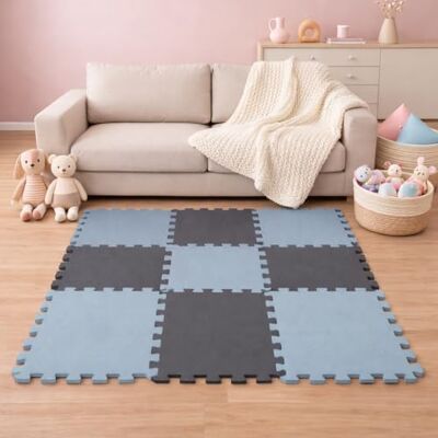 LittleTom 9-delige vloermat voor baby's vanaf de eerste maand – 30 x 30 cm – tegels van EVA-schuim – zacht speeloppervlak voor de ontwaking – vierkanten antislip puzzel – bekleding voor de kinderkamer LittleTom 9-delige vloermat voor baby's vanaf de eerste maand – 30 x 30 cm – tegels van EVA-schuim – zacht speeloppervlak voor de ontwaking – vierkanten antislip puzzel – bekleding voor de kinderkamer