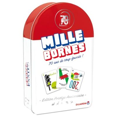 Dujardin , Mille Bornes Prestige 70 jaar, gezelschapsspel, kaartspel, bereik als eerste de 1000 km, om met familie of vrienden te spelen, 2 tot 8 spelers, vanaf 6 jaar Dujardin , Mille Bornes Prestige 70 jaar, gezelschapsspel, kaartspel, bereik als eerste de 1000 km, om met familie of vrienden te spelen, 2 tot 8 spelers, vanaf 6 jaar