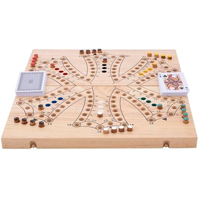 Engelhart – 350264 – XL houten tockspel – 6 spelers – doos van opvouwbaar rubberhout – traditioneel Canadees bordspel – cursus met kaarten – 2 tot 6 spelers – vanaf 6 jaar Engelhart – 350264 – XL houten tockspel – 6 spelers – doos van opvouwbaar rubberhout – traditioneel Canadees bordspel – cursus met kaarten – 2 tot 6 spelers – vanaf 6 jaar