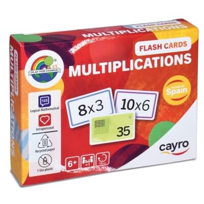 Cayro Flash Cards vermenigvuldigingen, kaartspel om te vermenigvuldigen, tafels van 1 tot 10, leren op een leuke manier, wiskundespel Cayro Flash Cards vermenigvuldigingen, kaartspel om te vermenigvuldigen, tafels van 1 tot 10, leren op een leuke manier, wiskundespel