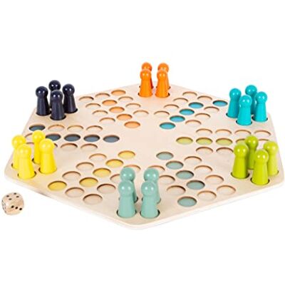 small foot Ludo voor 6 spelers XL gemaakt van hout, bordspel voor het hele gezin, voor kinderen vanaf 4 jaar, 1800 small foot Ludo voor 6 spelers XL gemaakt van hout, bordspel voor het hele gezin, voor kinderen vanaf 4 jaar, 1800