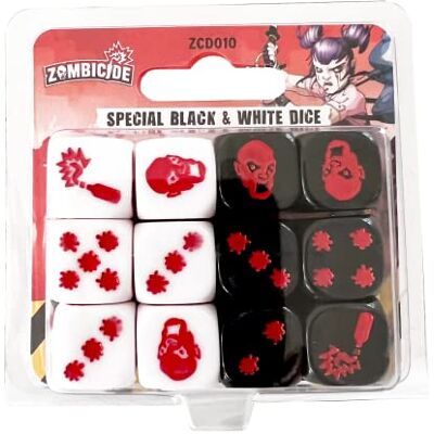 CMON Asmodee Zombicide, Tweede editie: Special Black and White Dice, dobbelstenen, 8493, ZCD010 CMON Asmodee Zombicide, Tweede editie: Special Black and White Dice, dobbelstenen, 8493, ZCD010