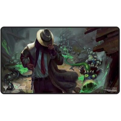 Ultra Pro Zwarte Fallout speelmat Mysterious Stranger voor Magic: The Gathering, gelimiteerde editie, verzamelbare tafelspeelaccessoires Ultra Pro Zwarte Fallout speelmat Mysterious Stranger voor Magic: The Gathering, gelimiteerde editie, verzamelbare tafelspeelaccessoires