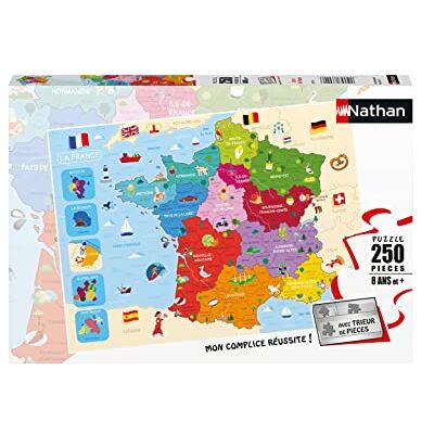 Nathan Kinderpuzzel 250 stukjes Kaart van Frankrijk Meisjes of jongens vanaf 8 jaar Hoogwaardige puzzel dik en duurzaam karton cartografie 86875 Nathan Kinderpuzzel 250 stukjes Kaart van Frankrijk Meisjes of jongens vanaf 8 jaar Hoogwaardige puzzel dik en duurzaam karton cartografie 86875