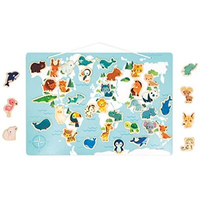 Janod Minikids magnetische wereldpuzzel 40 magneten van FSC-hout 1 poster dierenmagneten 24 maanden, J05468 Janod Minikids magnetische wereldpuzzel 40 magneten van FSC-hout 1 poster dierenmagneten 24 maanden, J05468