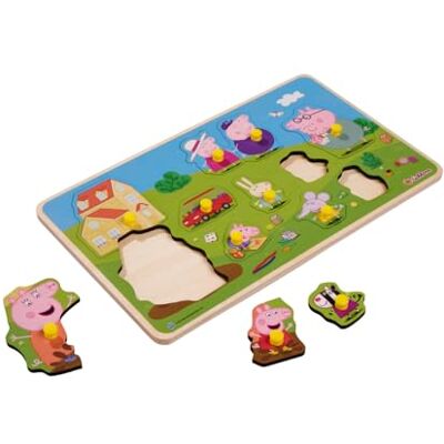 Eichhorn Peppa Pig 13-delige legpuzzel van hout met familiemotief, bevordert de fijne motoriek en het eerste begrip van vormen, van FSC-gecertificeerd lindemultiplex, 30 x 18 cm Eichhorn Peppa Pig 13-delige legpuzzel van hout met familiemotief, bevordert de fijne motoriek en het eerste begrip van vormen, van FSC-gecertificeerd lindemultiplex, 30 x 18 cm