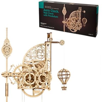 UGEARS Aero Clock, mechanische 3D-puzzel van hout, Aero Clock mechanische slingerklok modelset, breinbreker voor volwassenen, houten bouwpakket voor volwassenen en kinderen vanaf 14 UGEARS Aero Clock, mechanische 3D-puzzel van hout, Aero Clock mechanische slingerklok modelset, breinbreker voor volwassenen, houten bouwpakket voor volwassenen en kinderen vanaf 14