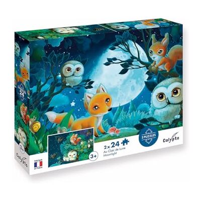 Sentosphère Calypto 3907706 Set van 2 dierenpuzzels in maanlicht, voor kinderen vanaf 3 jaar, zacht gevoel, met grote onderdelen, fluweelachtig oppervlak, met puzzelposter, voor kinderen vanaf 3 Sentosphère Calypto 3907706 Set van 2 dierenpuzzels in maanlicht, voor kinderen vanaf 3 jaar, zacht gevoel, met grote onderdelen, fluweelachtig oppervlak, met puzzelposter, voor kinderen vanaf 3