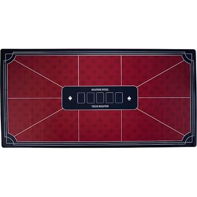 Engelhart 320999 Texas Hold'em Pokermat rood 177 × 89 cm polyester + antislip rubber markering speelzones accessoires voor poker- en kaartspellen Engelhart 320999 Texas Hold'em Pokermat rood 177 × 89 cm polyester + antislip rubber markering speelzones accessoires voor poker- en kaartspellen