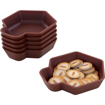 Feldherr SHELL Chipskommen – 6 kleurrijke chipsborden voor bordspelaccessoires, chips, meeples en andere kleine voorwerpen, kleur: bruin Feldherr SHELL Chipskommen – 6 kleurrijke chipsborden voor bordspelaccessoires, chips, meeples en andere kleine voorwerpen, kleur: bruin