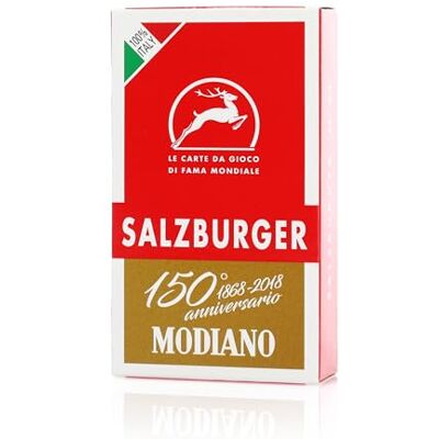 Modiano Salzburger Jeu de cartes 40 feuilles – Couleurs allemandes (cœur, green, feuille, gland) – Tête de mouton et jeux traditionnels – Édition anniversaire 150 ans – Cartes à jouer de qualité Modiano Salzburger Jeu de cartes 40 feuilles – Couleurs allemandes (cœur, green, feuille, gland) – Tête de mouton et jeux traditionnels – Édition anniversaire 150 ans – Cartes à jouer de qualité