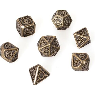 Rio Set van 7 metalen dobbelstenen 14 mm (metalen doos) Gear Brons Rio Set van 7 metalen dobbelstenen 14 mm (metalen doos) Gear Brons