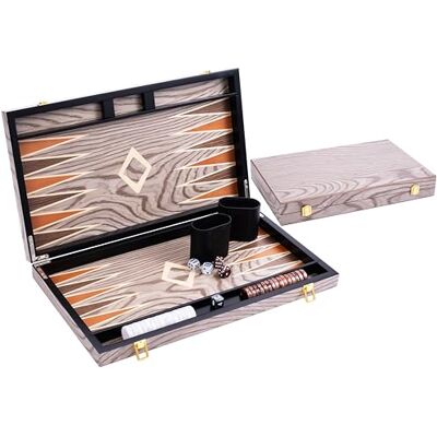 Engelhart 250543 Grote luxe backgammon 45 cm grijs gelakt ebbenhout klassiek gezelschapsspel luxe cadeau 57 x 46 x 3 cm (open) spel van gemarkeerd hout Engelhart 250543 Grote luxe backgammon 45 cm grijs gelakt ebbenhout klassiek gezelschapsspel luxe cadeau 57 x 46 x 3 cm (open) spel van gemarkeerd hout