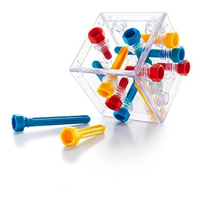 SmartGames Criss Cross Cube 3D-puzzel 8 jaar + 80 denkuitdagingen puzzel met schroeven en moeren logicaspel voor kinderen vanaf 8 jaar educatief solospel compact draagbaar formaat SmartGames Criss Cross Cube 3D-puzzel 8 jaar + 80 denkuitdagingen puzzel met schroeven en moeren logicaspel voor kinderen vanaf 8 jaar educatief solospel compact draagbaar formaat