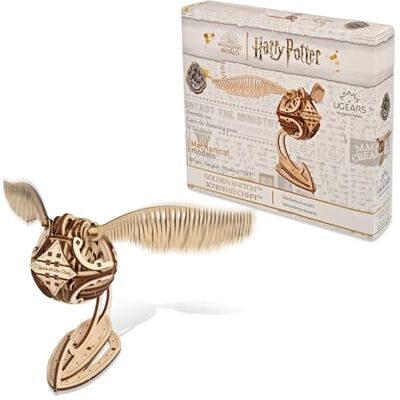 UGEARS 3D-puzzel van hout, modelleerset, Harry Potter gouden snaaf, knutselen voor volwassenen, 120 stukjes UGEARS 3D-puzzel van hout, modelleerset, Harry Potter gouden snaaf, knutselen voor volwassenen, 120 stukjes