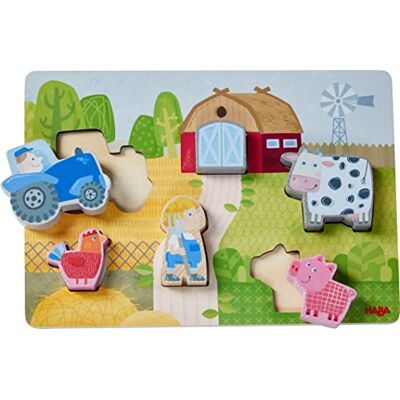 HABA Houten puzzel Op de bouwplaats (kinderpuzzel): 1 puzzelstukje, 6 puzzelstukjes. HABA Houten puzzel Op de bouwplaats (kinderpuzzel): 1 puzzelstukje, 6 puzzelstukjes.