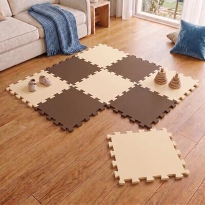 LittleTom Zachte speelmat voor baby's, puzzeltegels van schuimstof, voor kinderen, beige, bruin LittleTom Zachte speelmat voor baby's, puzzeltegels van schuimstof, voor kinderen, beige, bruin