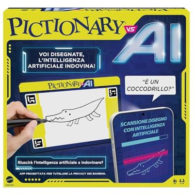 Mattel Pictionary Vs. AI De Pictionary-versie met kunstmatige intelligentie, spelers tekenen en AI raden aan, spelavonden voor alle leeftijden, Italiaanse versie, 8+ jaar, HYH79 Mattel Pictionary Vs. AI De Pictionary-versie met kunstmatige intelligentie, spelers tekenen en AI raden aan, spelavonden voor alle leeftijden, Italiaanse versie, 8+ jaar, HYH79