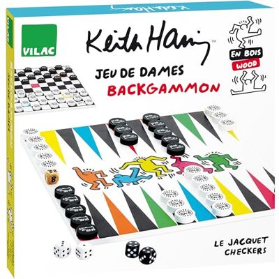 Vilac Dames/Backgammon Keith Haring, 9228, meerkleurig Vilac Dames/Backgammon Keith Haring, 9228, meerkleurig