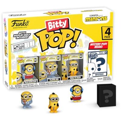 Funko Bitty Pop! Minions Roller Skating Stuart, Pajama Bob Officiële cartoon-/animatie-gadget 2,5 cm grote minifiguren met standaard taartdecoratie en feestcadeau Funko Bitty Pop! Minions Roller Skating Stuart, Pajama Bob Officiële cartoon-/animatie-gadget 2,5 cm grote minifiguren met standaard taartdecoratie en feestcadeau