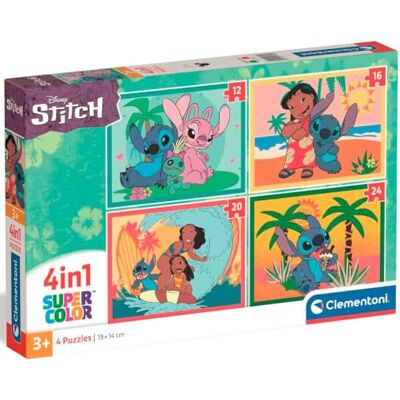 Clementoni Kinderpuzzel 4-in-1 (72 stukjes) Disney Stitch Walt Disney gemaakt in Italië, 21745 Clementoni Kinderpuzzel 4-in-1 (72 stukjes) Disney Stitch Walt Disney gemaakt in Italië, 21745