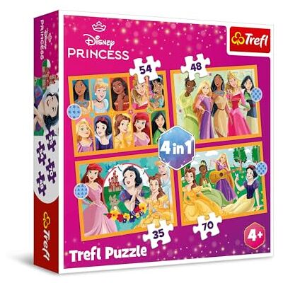 Trefl Disney, Histoires Fabuleuses Puzzle 4en1, 4 Puzzles, de 35 à 70 Pièces Différents niveaux de difficulté, pour les enfants à partir de 4 ans Trefl Disney, Histoires Fabuleuses Puzzle 4en1, 4 Puzzles, de 35 à 70 Pièces Différents niveaux de difficulté, pour les enfants à partir de 4 ans