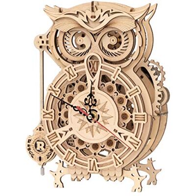 ROKR Houten 3D-puzzelklok, uil, modellen en modelbouw voor volwassenen, decoratie van het huis, cadeau voor mannen en vrouwen (LK503) ROKR Houten 3D-puzzelklok, uil, modellen en modelbouw voor volwassenen, decoratie van het huis, cadeau voor mannen en vrouwen (LK503)