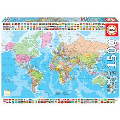 Educa 1500 stukjes puzzel voor volwassenen Politieke wereldkaart Aanbevolen vanaf 14 jaar (18500) Educa 1500 stukjes puzzel voor volwassenen Politieke wereldkaart Aanbevolen vanaf 14 jaar (18500)